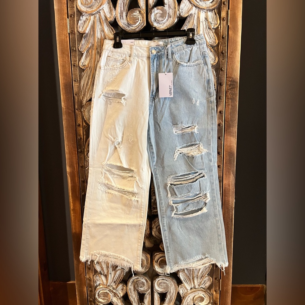 Vervet Olivia Wide Leg 2-Tone Jeans